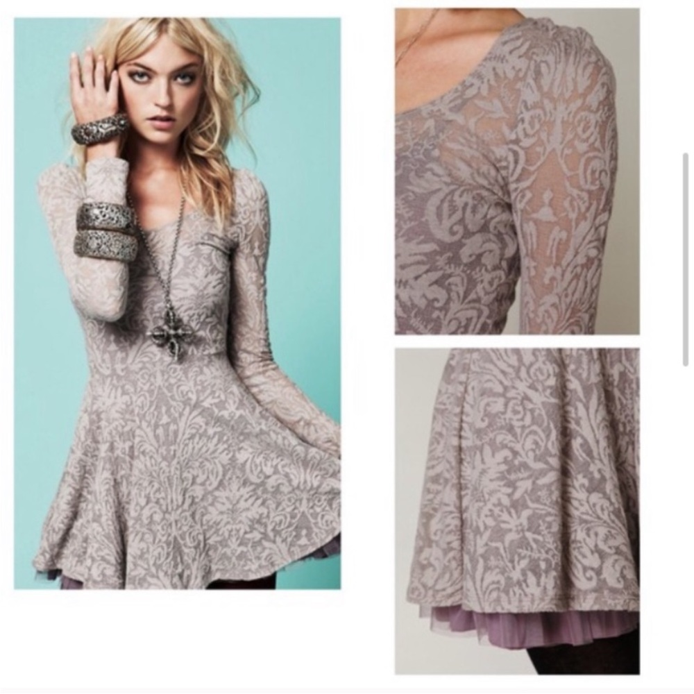 Free People dress Lined lace Gray and Purple